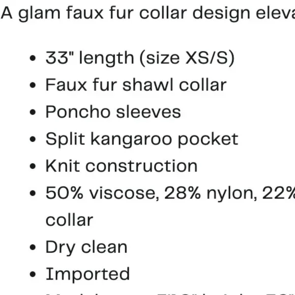 Love Token Karen Faux Fur Collar Cape Shawl Poncho, sz XS/S - Picture 3 of 3